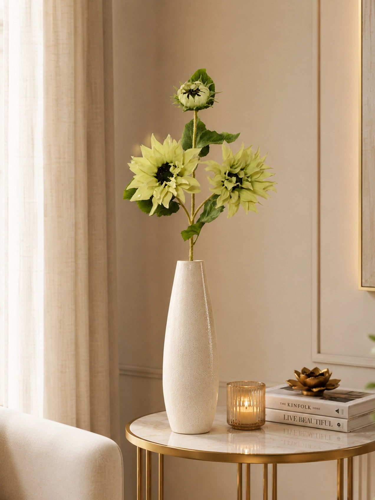 Artificial Sunflower Stick | Green | 78 cm