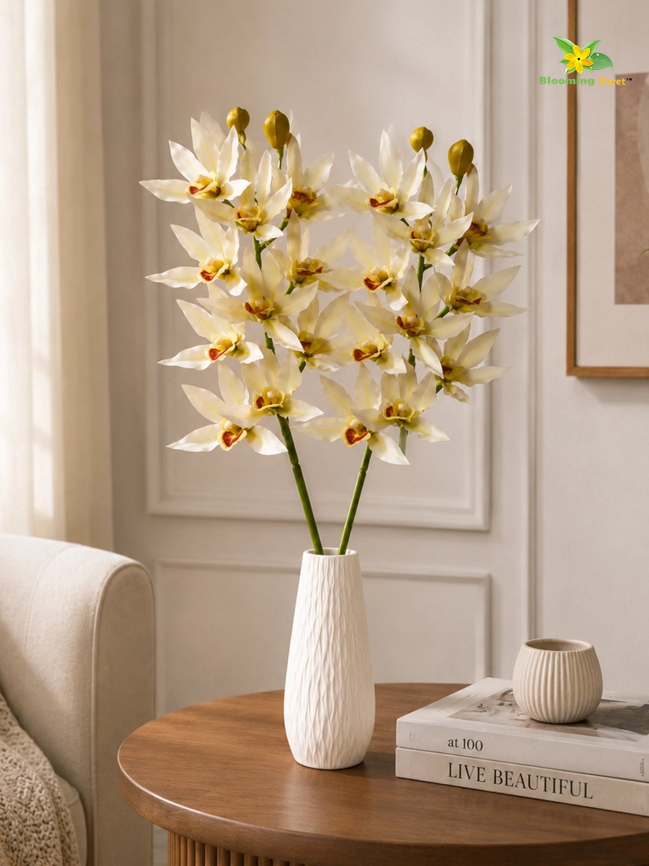 Orchid Flower Stick | White | 73 cm | Set of 2