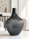 Globular Glass Vase | Black | 25 cm