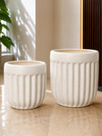 Ribbed Planter Set | Off White | 31 cm and 26 cm