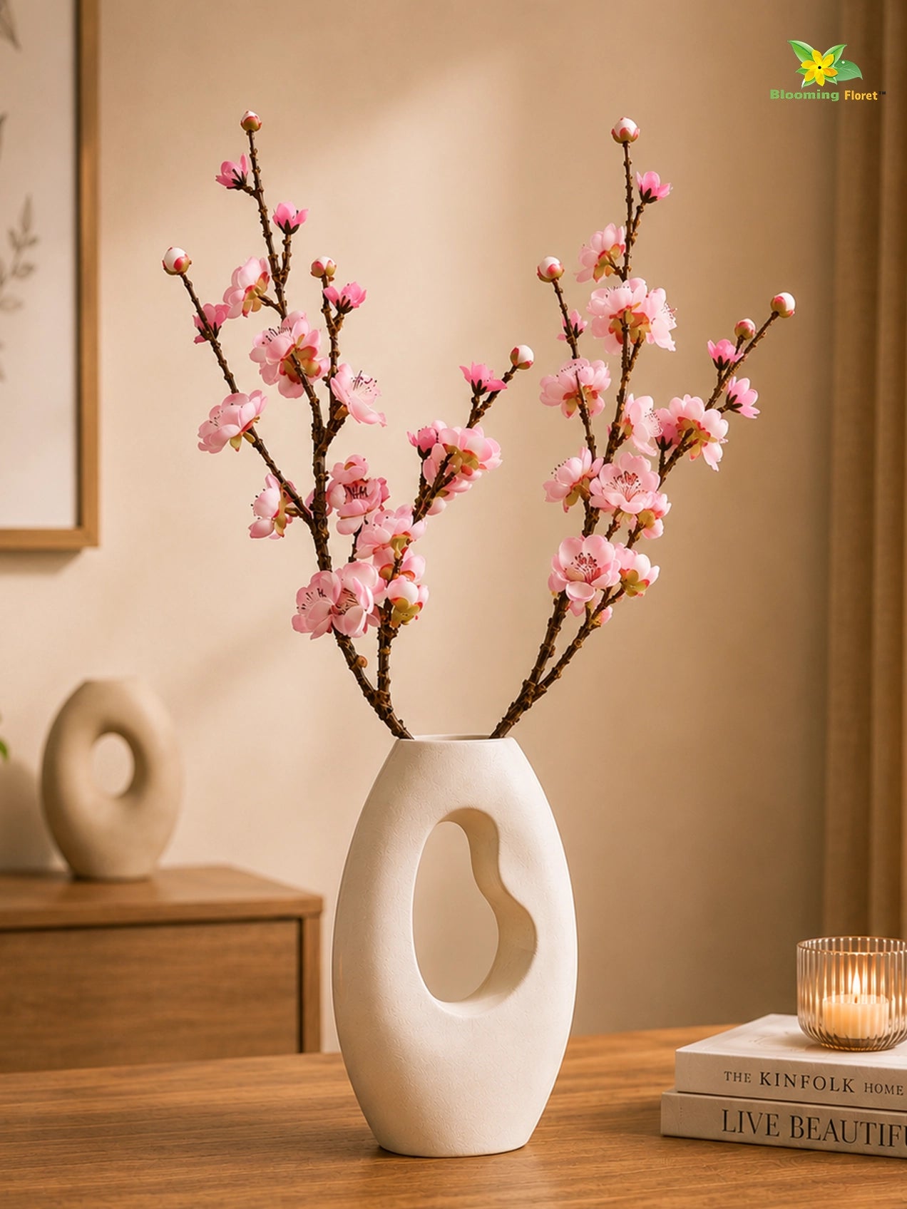Artificial Plum Blossom Flower Stick | Pink | 60 cm | Set of 2