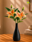 Artificial Lily Flower Stick | Yellow & Orange | 35 cm | Set of 2