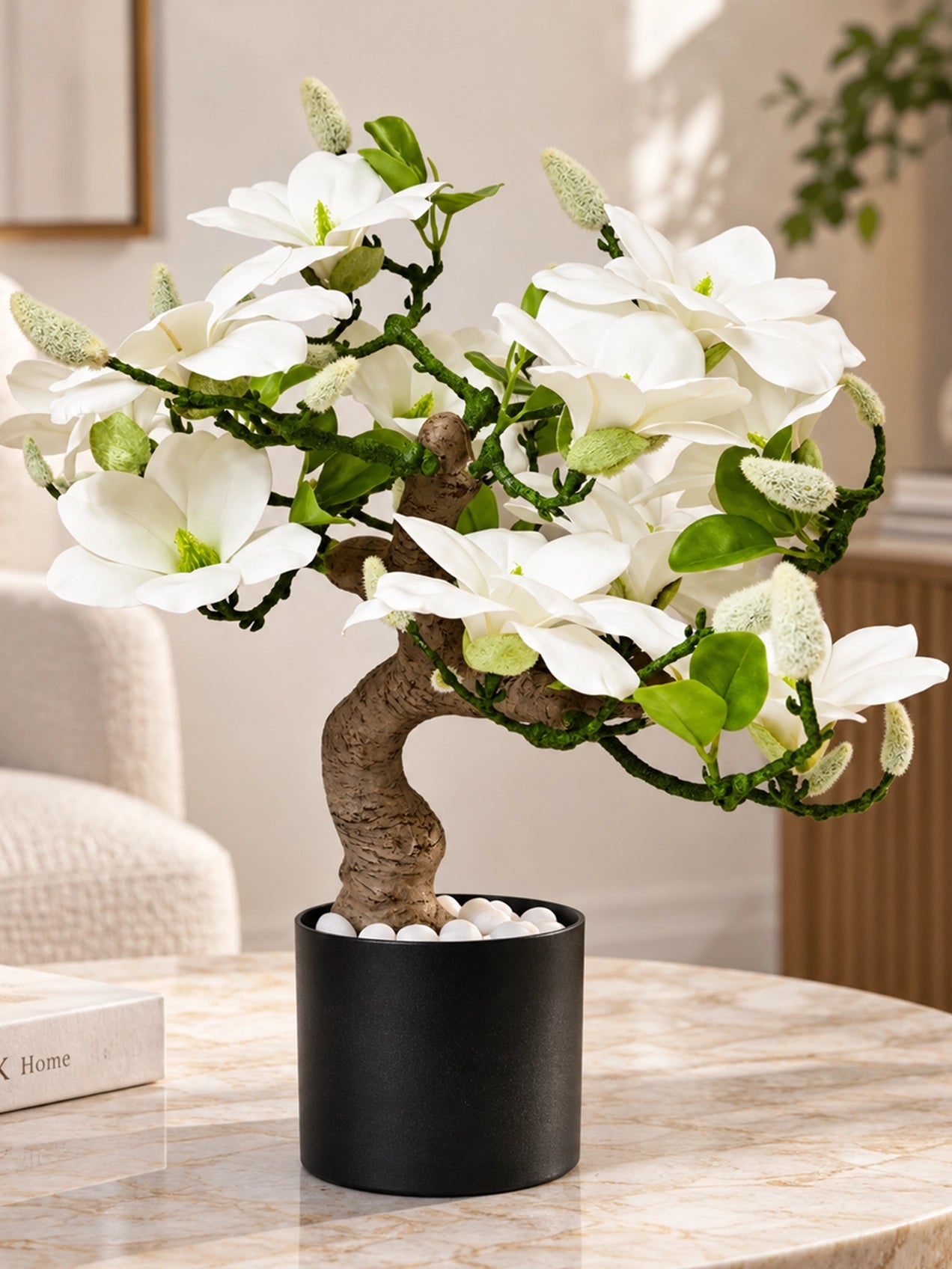 Mini Magnolia Flower Tree | White | 52 cm