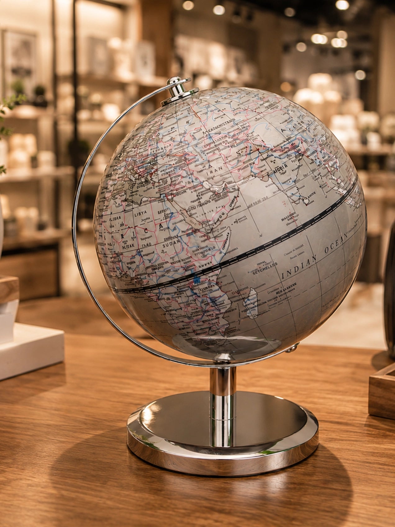 Silver Globe | Plain Silver Stand | 19 cm
