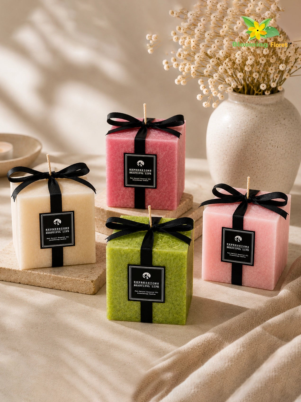 Scented Square Candle Expressions | MIX | 8 cm | Set of 4