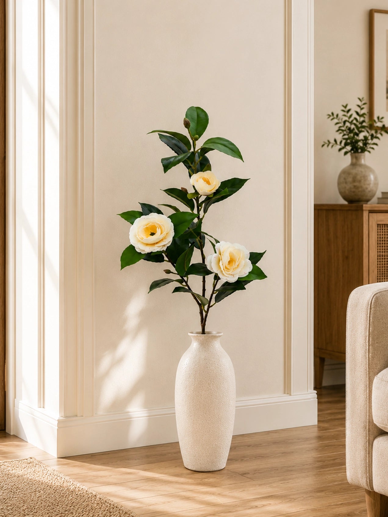 Artificial Rose Stick | Off White | 95 cm