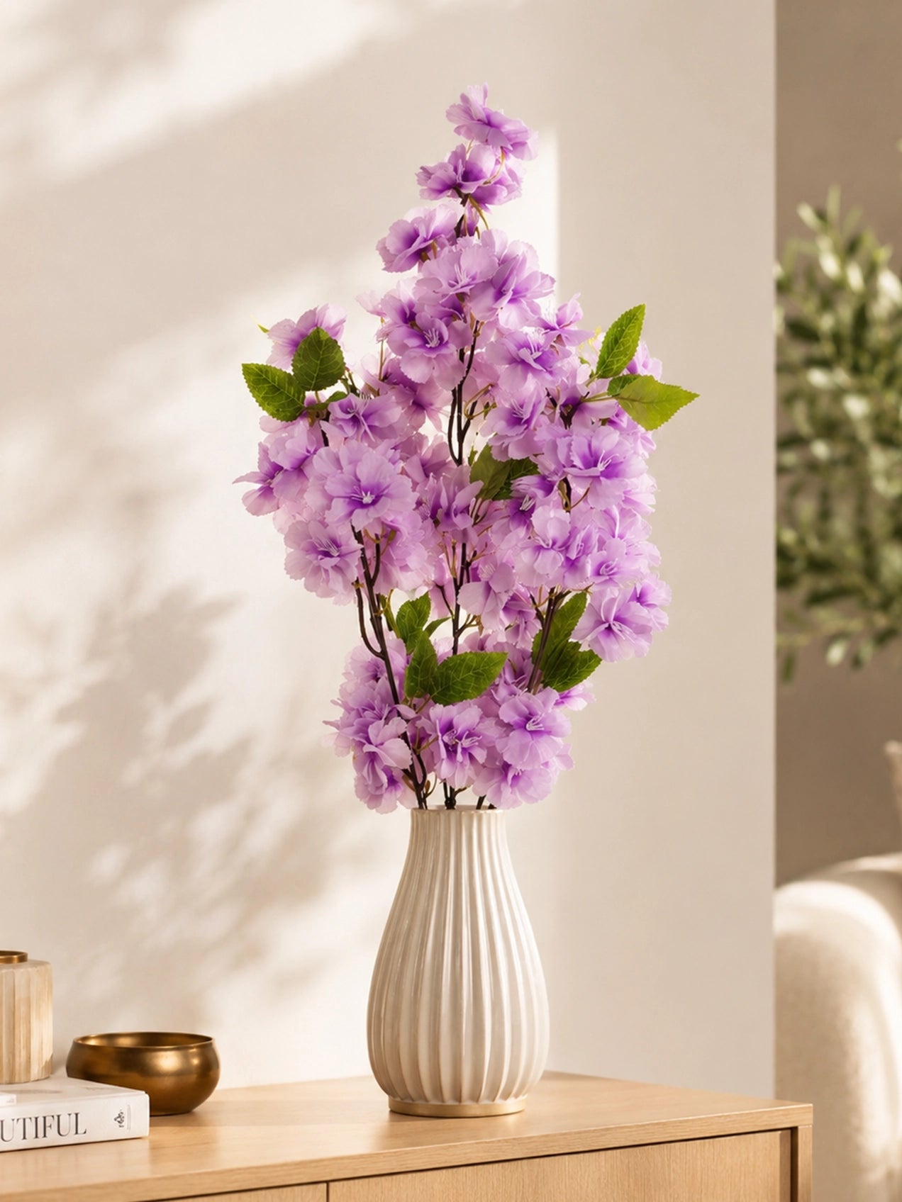 Cherry Blossom Flower Bunch | Purple | 65 cm
