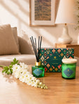 Tropical Garden Candle & Reed Diffuser Set with White Delphinium