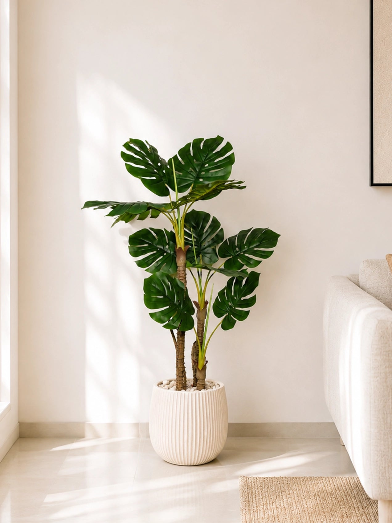 Artificial Monstera Plant | 120 cm | 3 Poles | 12 Leaves