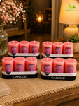 Rose Scented Pillar Candles | 5 cm | Set of 4, 12 Pcs
