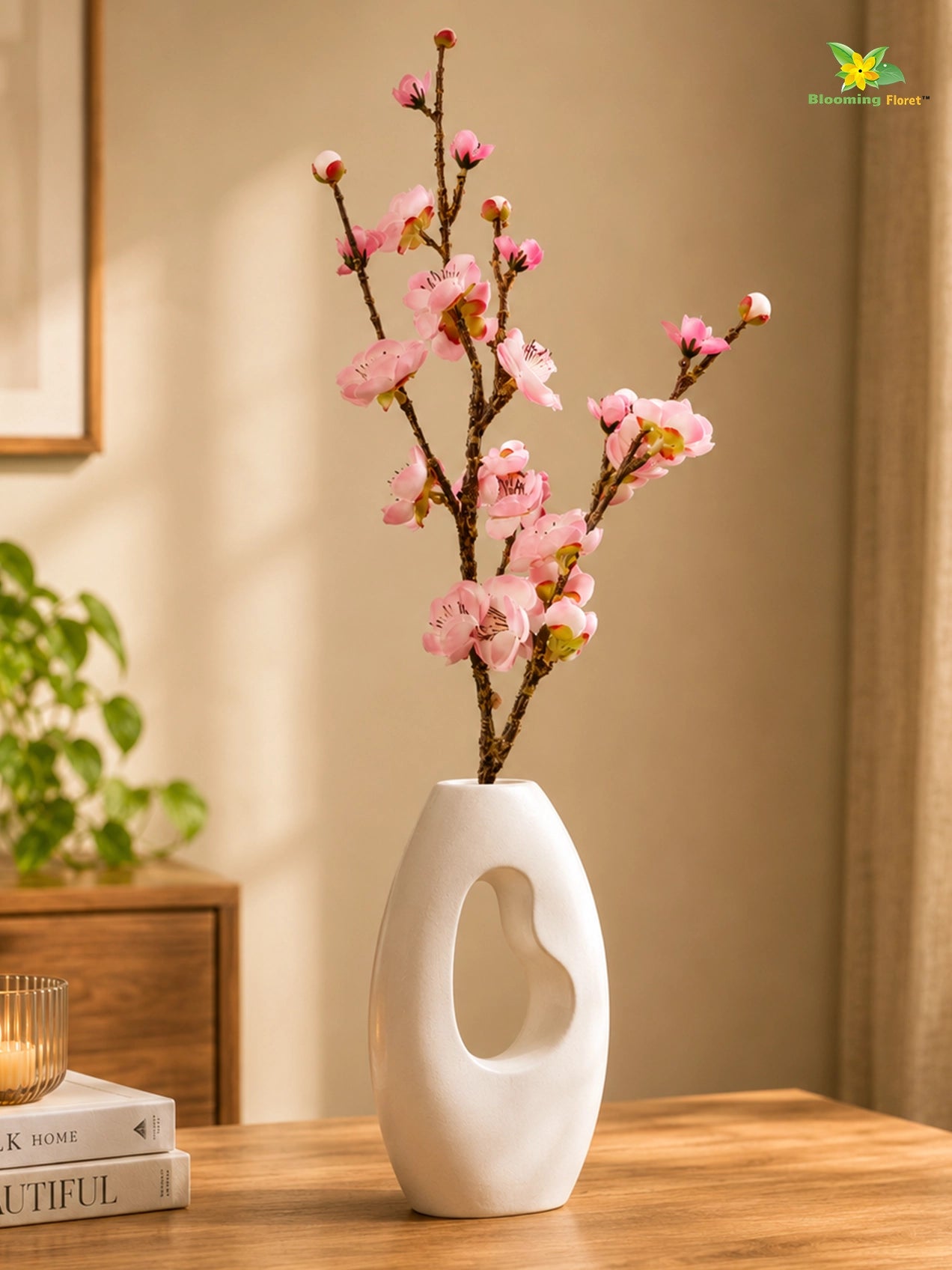 Artificial Plum Blossom Flower Stick | Pink | 60 cm