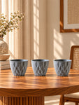 Diamond Pattern Round Planter | 13 cm | Set of 3