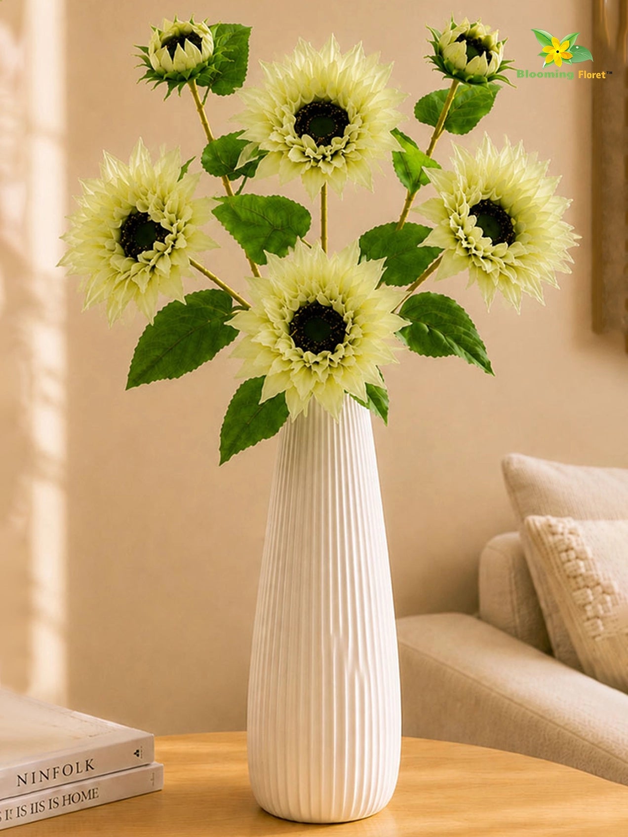 Artificial Sunflower Stick | Green | 78 cm | Set of 2