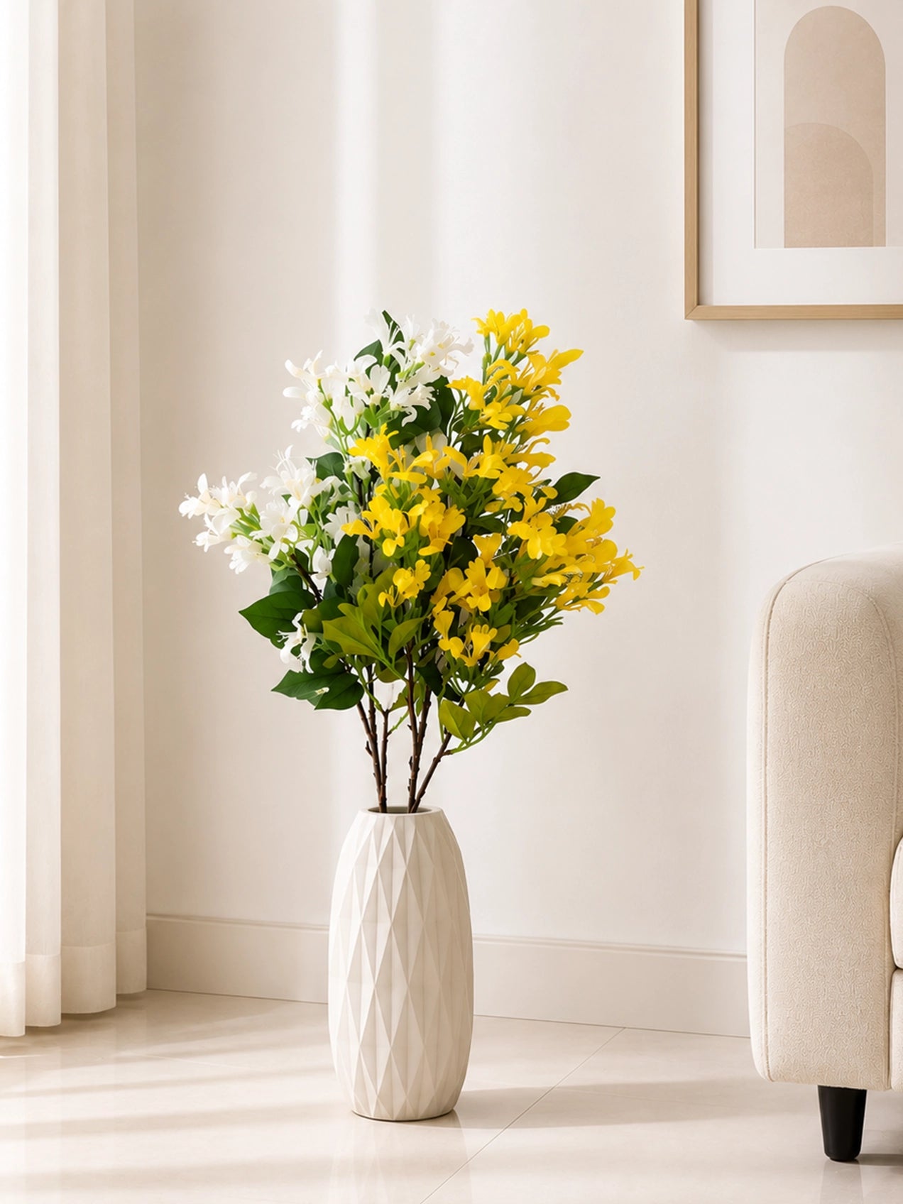 Japanese Honeysuckle Flower Bunch | Yellow & White | 90 cm