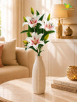Artificial Lily Flower Stick | Pink & White | 78 cm | Set of 2