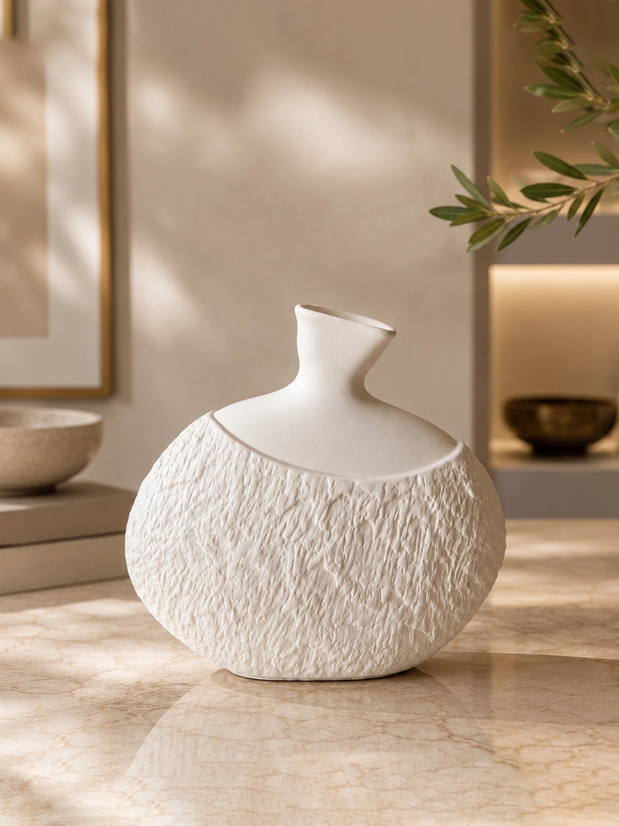 Serene Oval Ceramic Vase | 21 cm