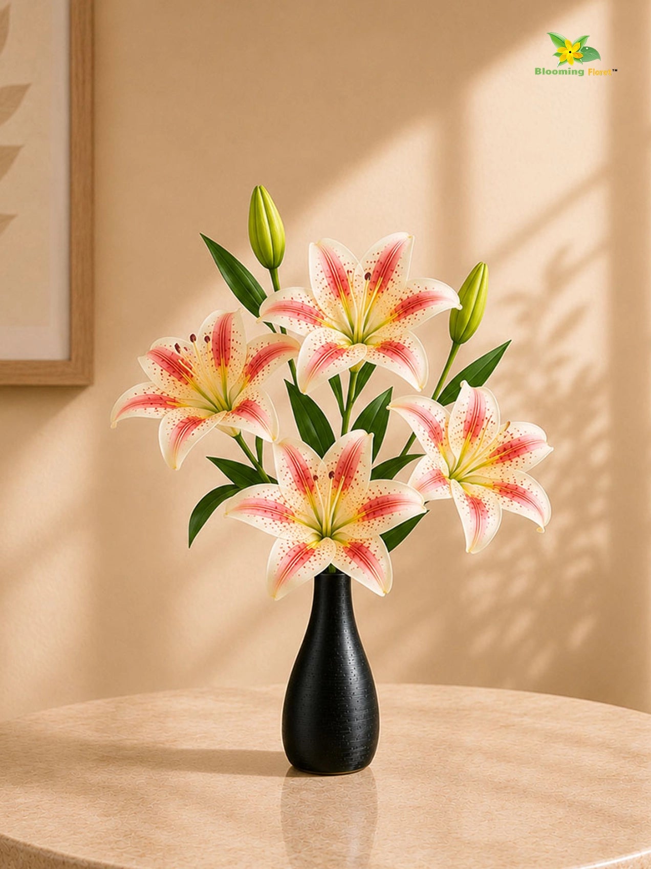 Artificial Lily Flower Stick | Light Pink | 35 cm | Set of 2