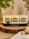 Lime Basil & Citrus Scented Pillar Candles | 5 cm | Set of 1, 3 Pcs