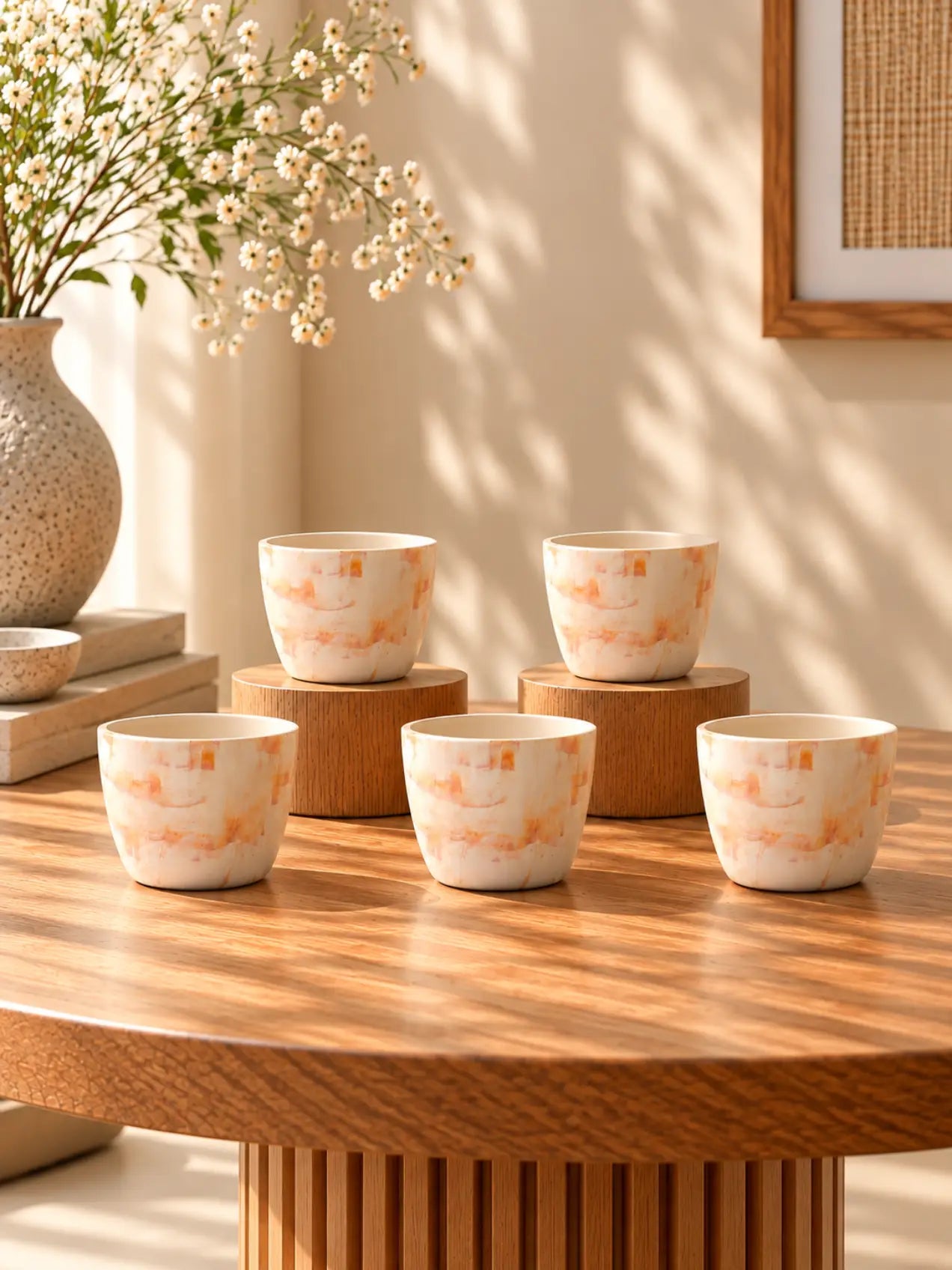 Vivid Tie-Dye Planter | Beige | 12 cm | Set of 5