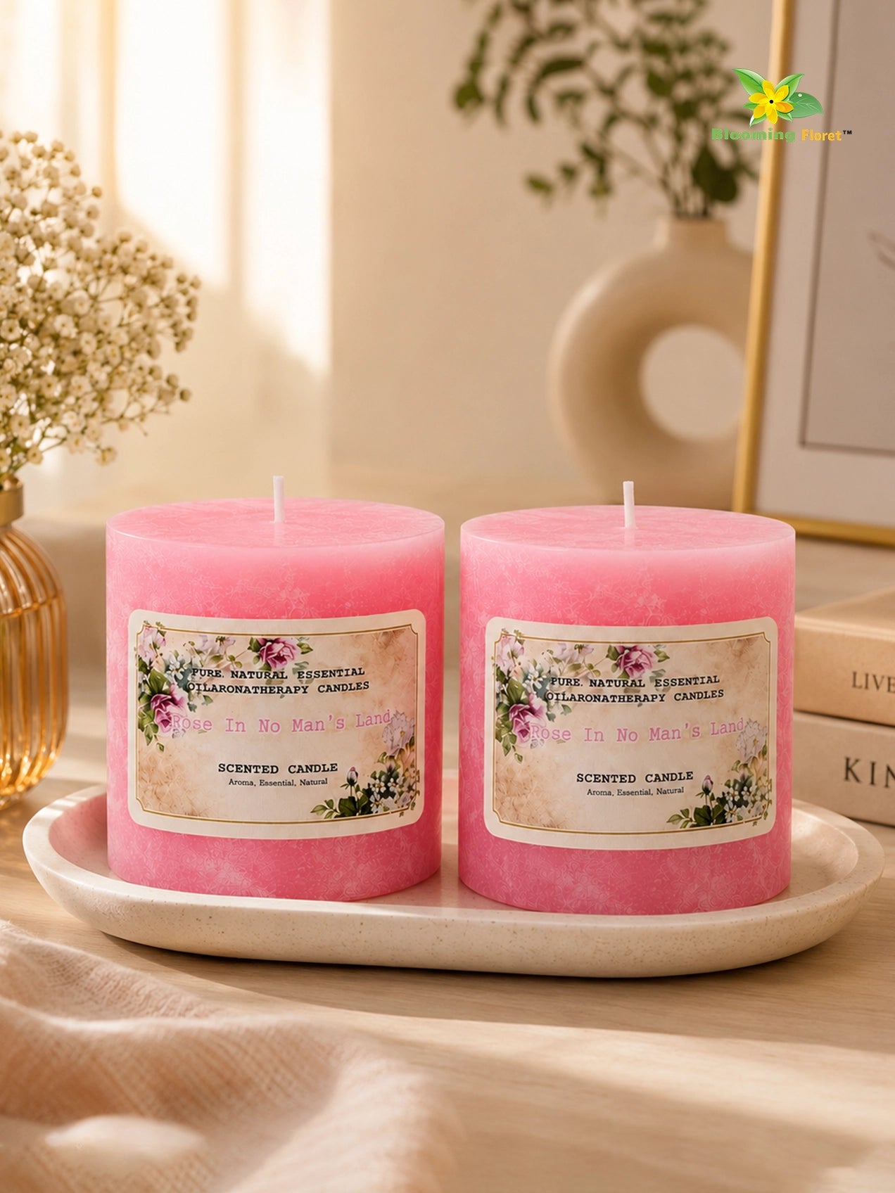 Rose Men's Scented Pillar Candle | 8 cm | Set of 2