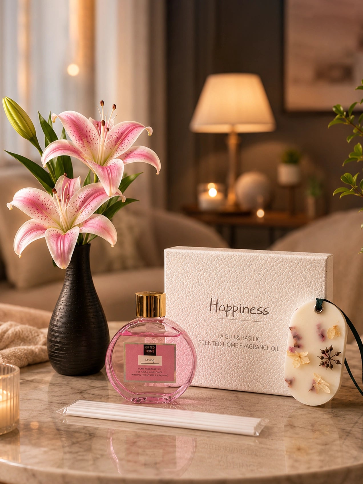 Reed Diffuser with Pink Lily Stick