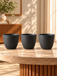 Black Round Planter | 17 cm | Set of 3