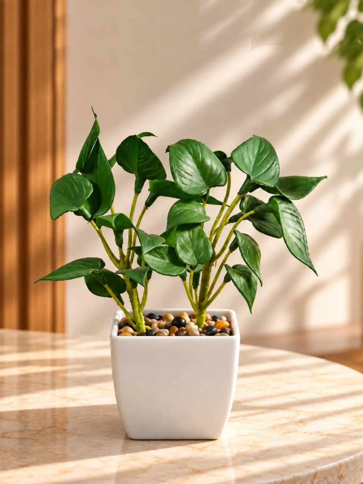 Artificial Money Plant Succulent | Dark Green | 18 cm | With Basic Black Pot