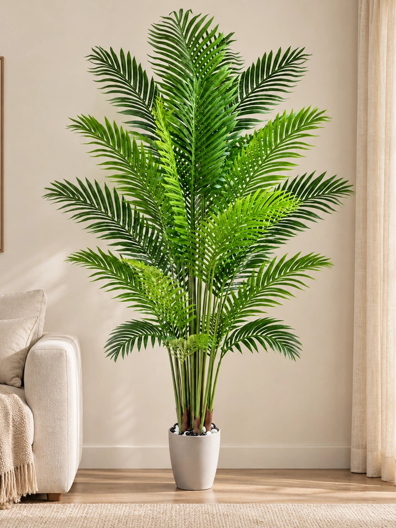 Artificial Areca Palm Plant | 210 cm | 21 Leaves | With Basic Pot
