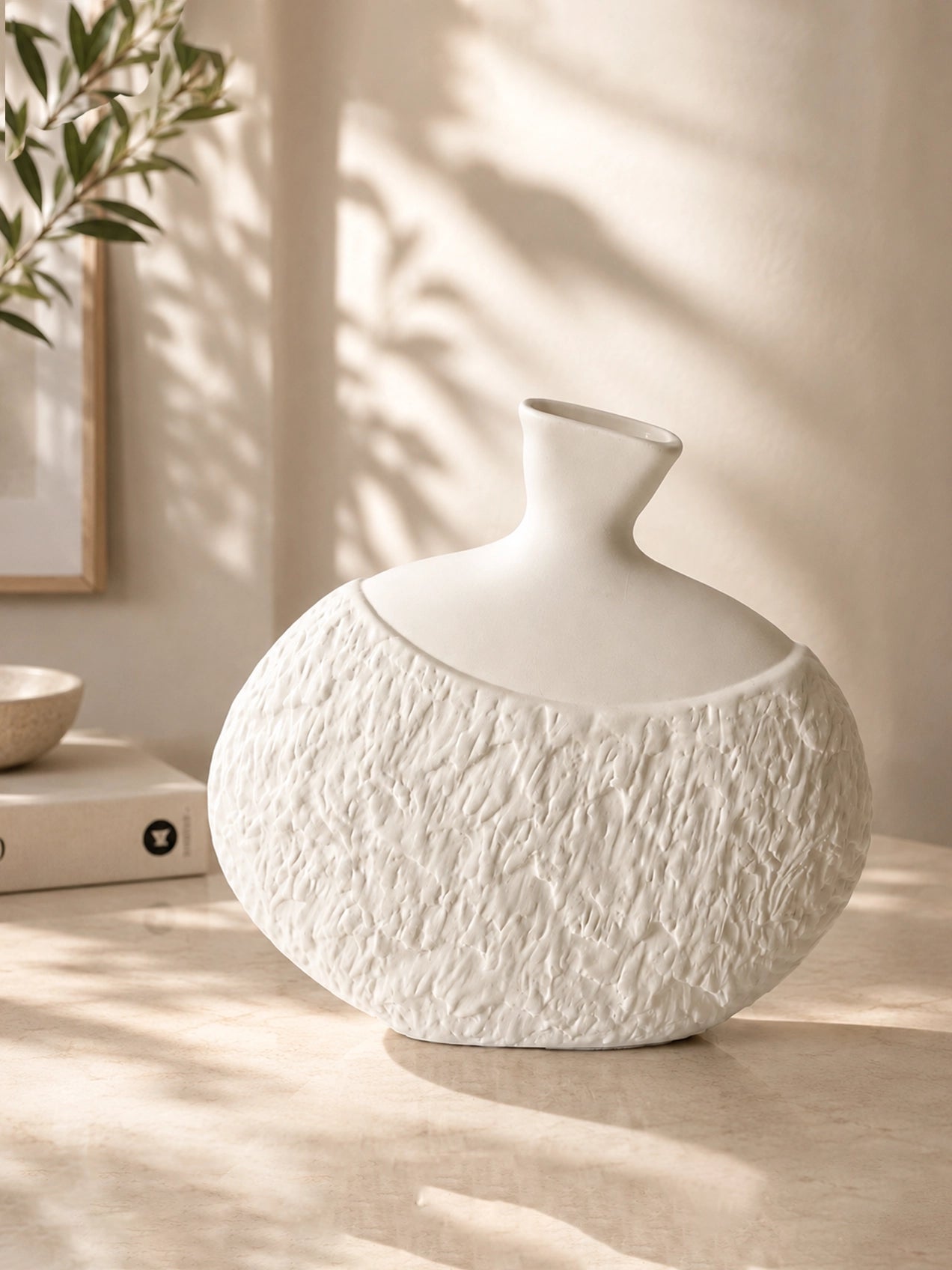 Serene Oval Ceramic Vase | 22 cm