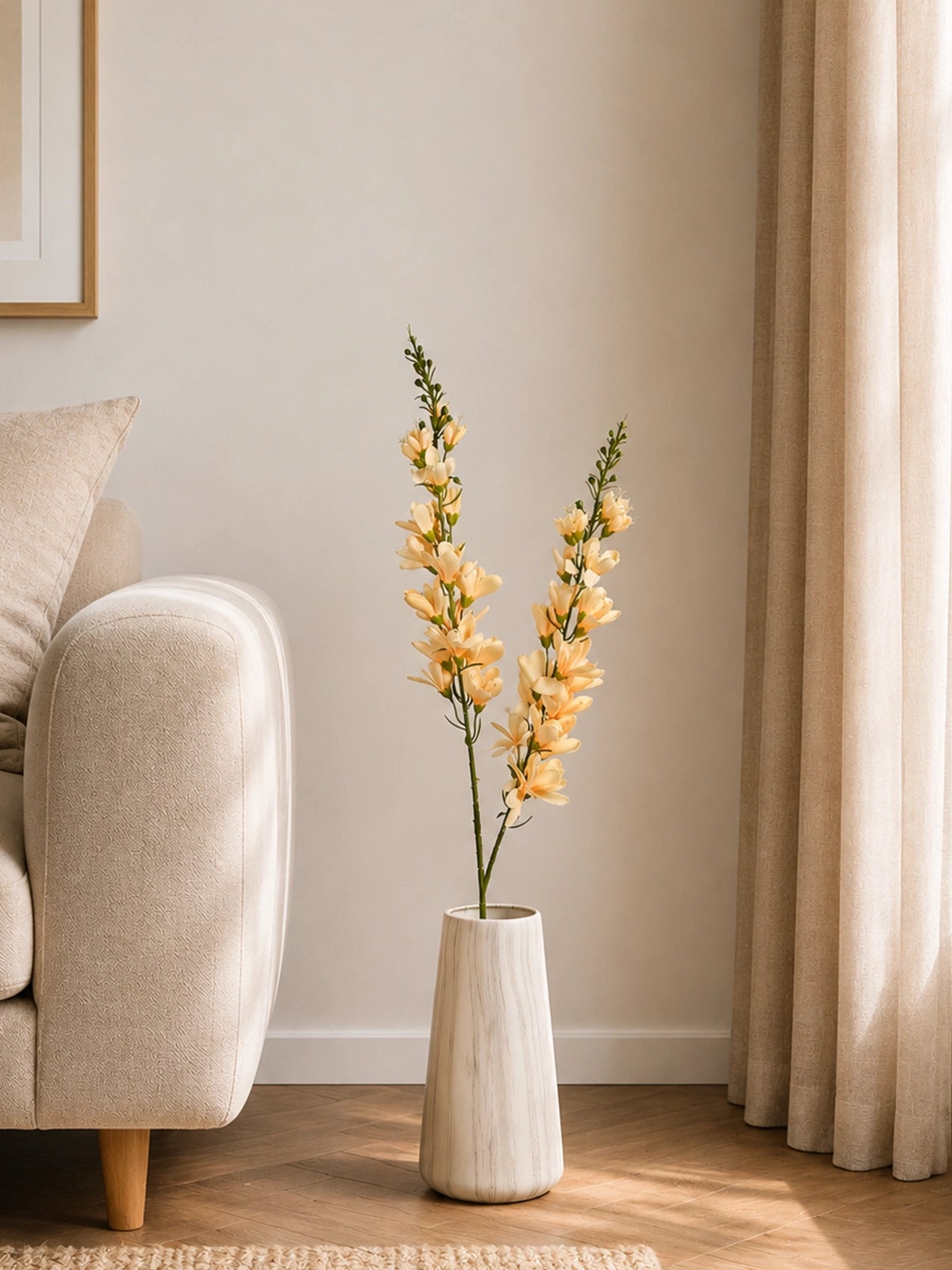 Artificial Orchid Flower Stick | Peach | 106 cm