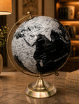 Silver & Black Globe | Lifted Metal Stand | 32 cm