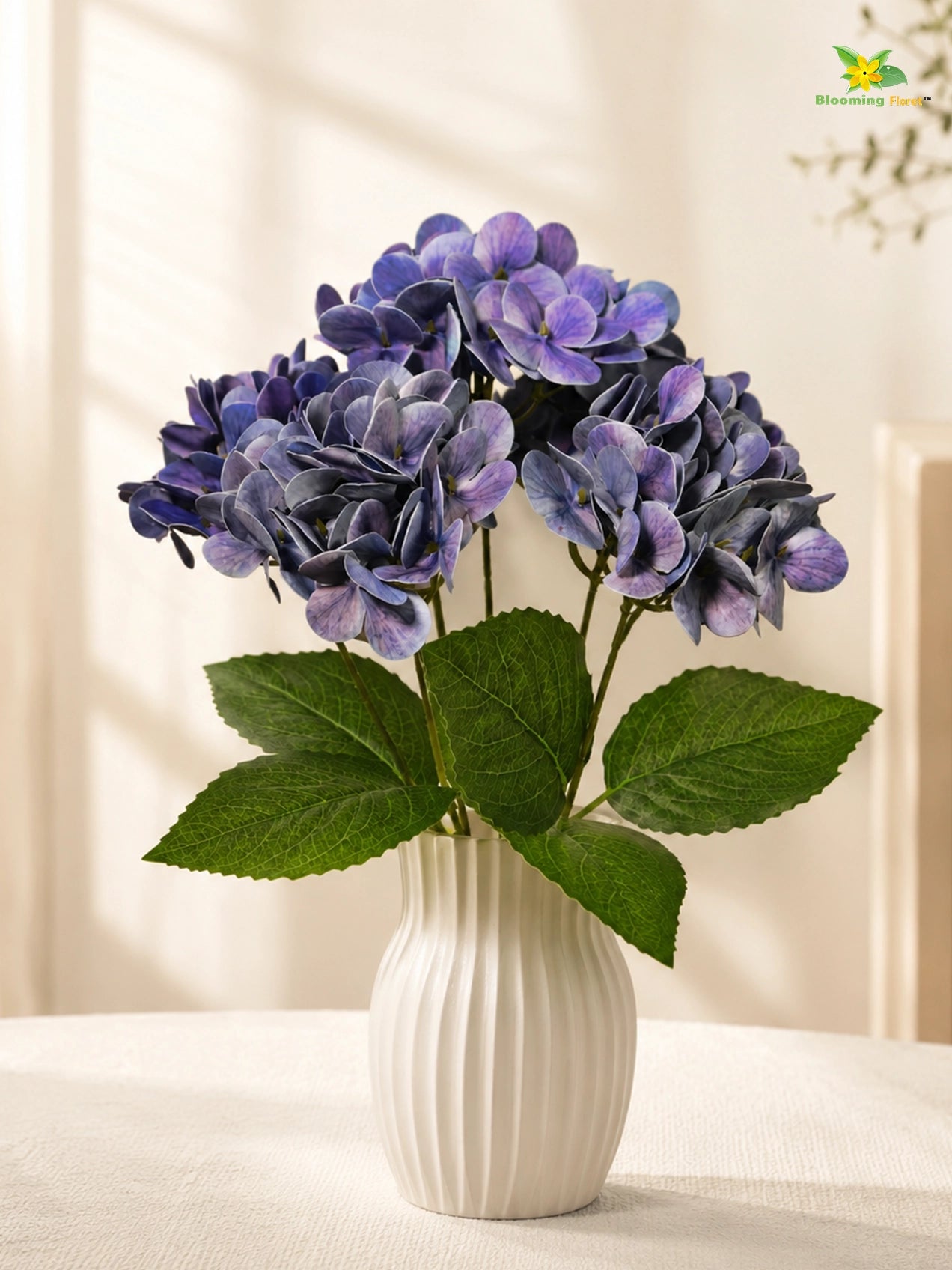 Artificial Hydrangea Flower Bunch | Blue | 42 cm