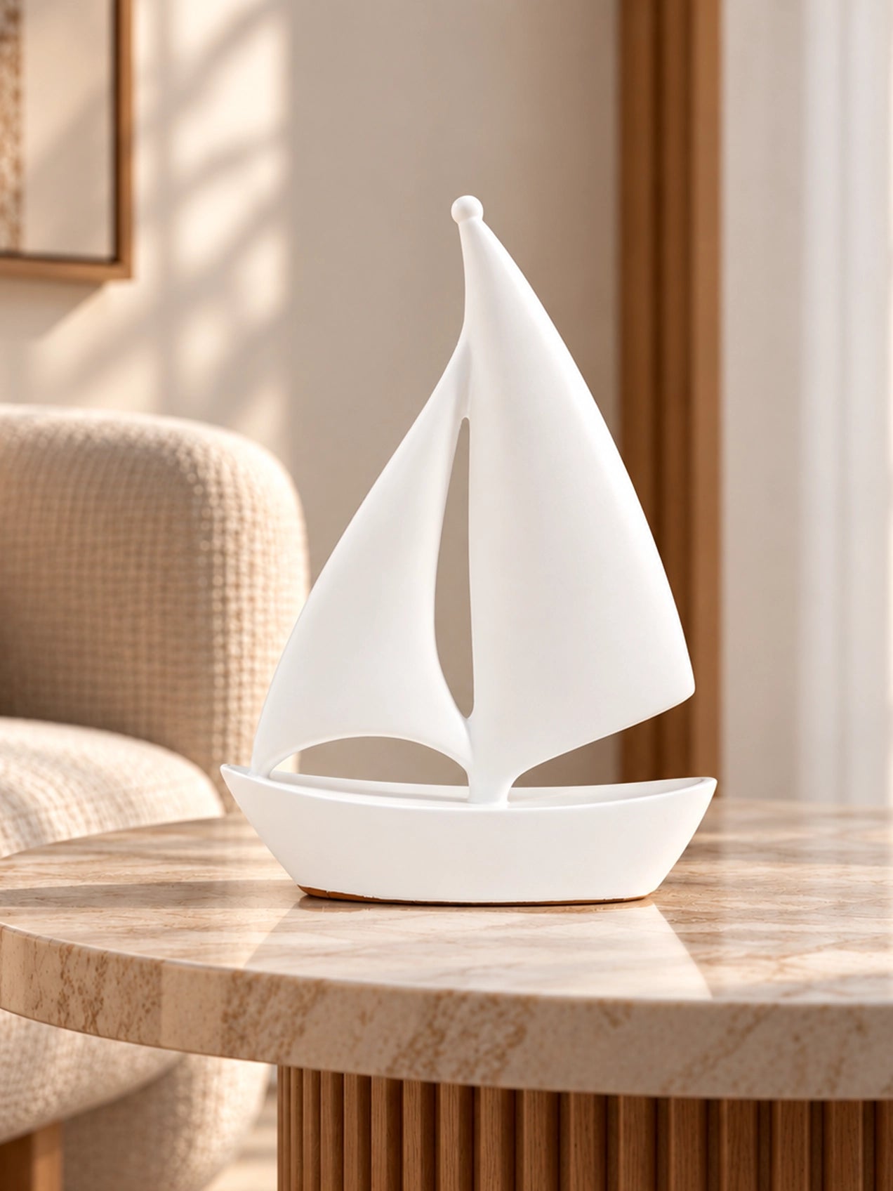 Sailing Ship Statue | White | 23 cm