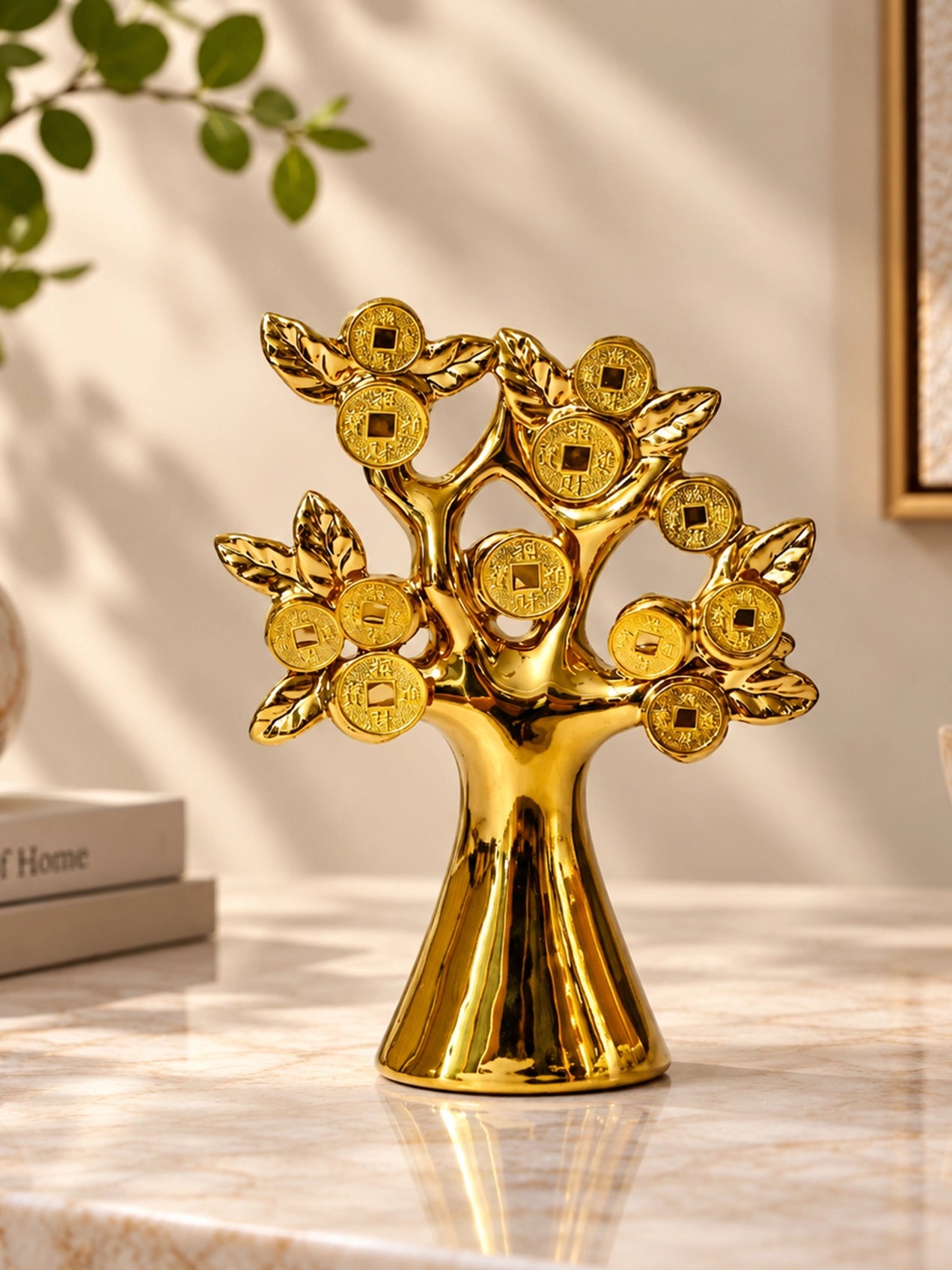Golden Coin Sculpture Tree | 27 cm