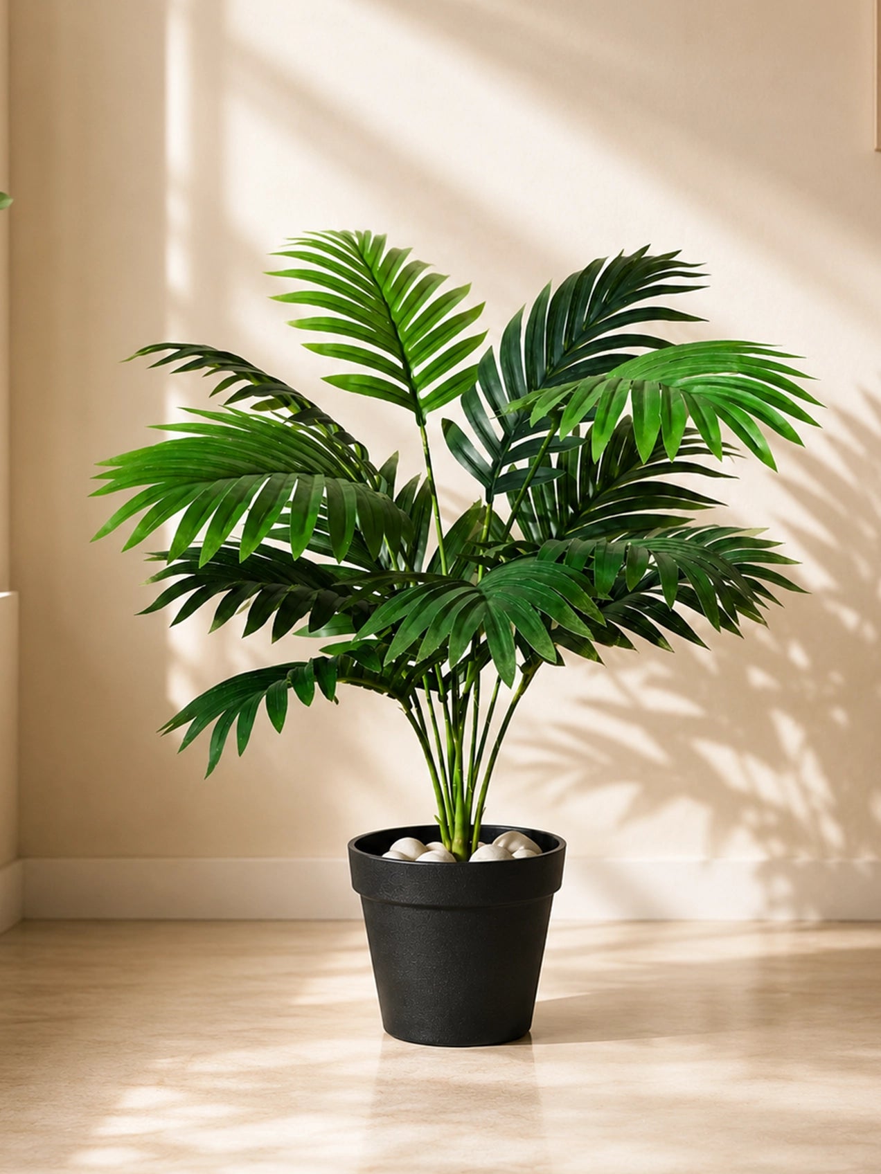 Artificial Areca Palm Plant | 57 cm | 12 Leaves | With Basic Pot