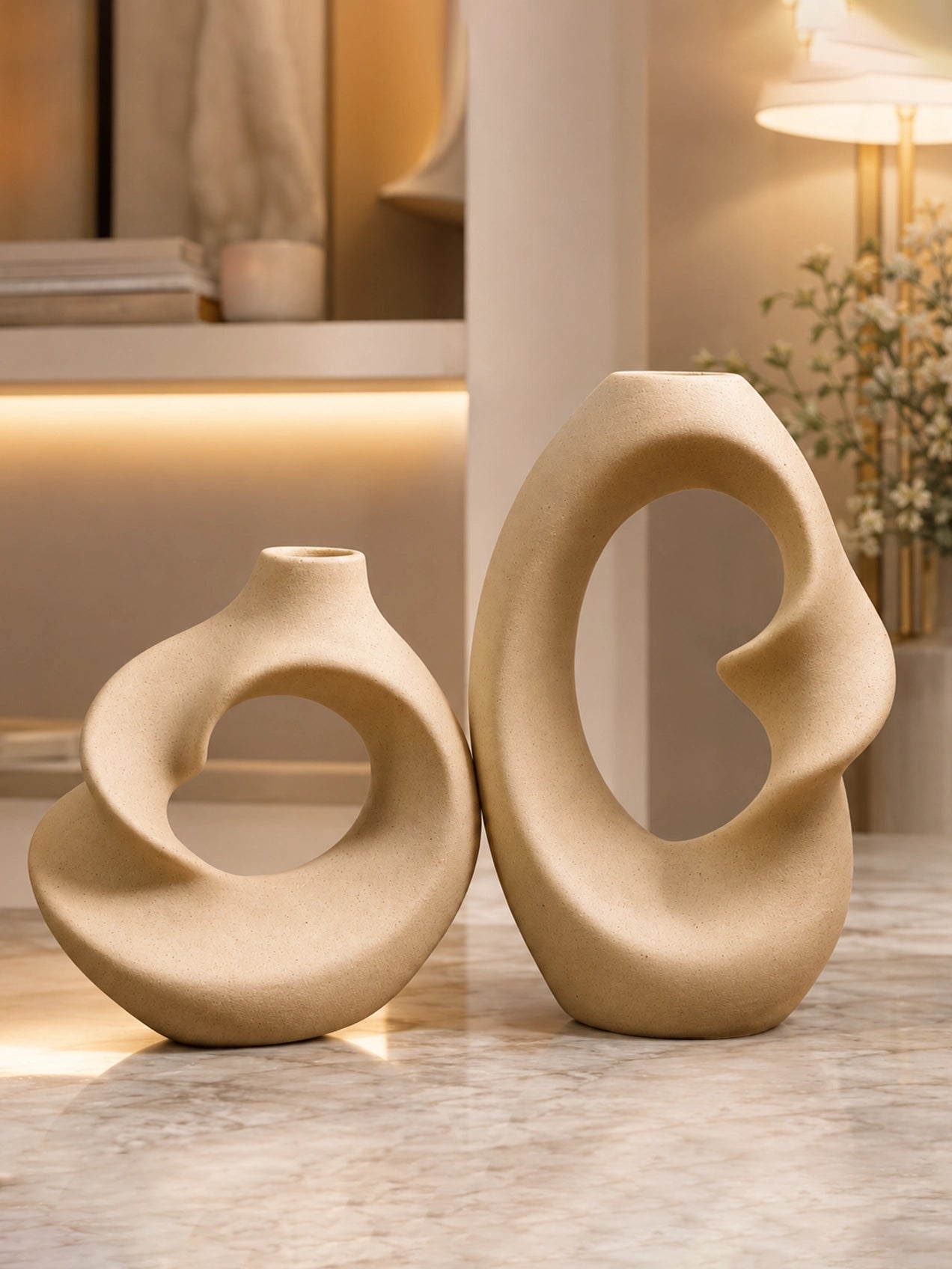 Twist Craft Ceramic Vase | White | Set of 2