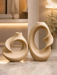 Twist Craft Ceramic Vase | White | 14 cm, 20 cm | Set of 2