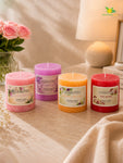 French, Lime Basil & Citrus, Rose Men's, Rose Garden - Scented Pillar Candle | 8 cm | Set of 4