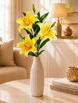 Artificial Lily Flower Stick | Yellow | 78 cm