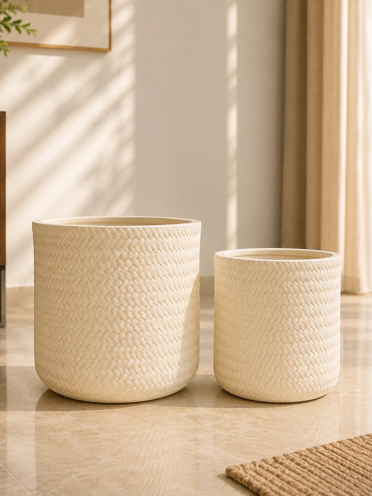 Textured Planter Set | Off White | 30 cm and 24 cm