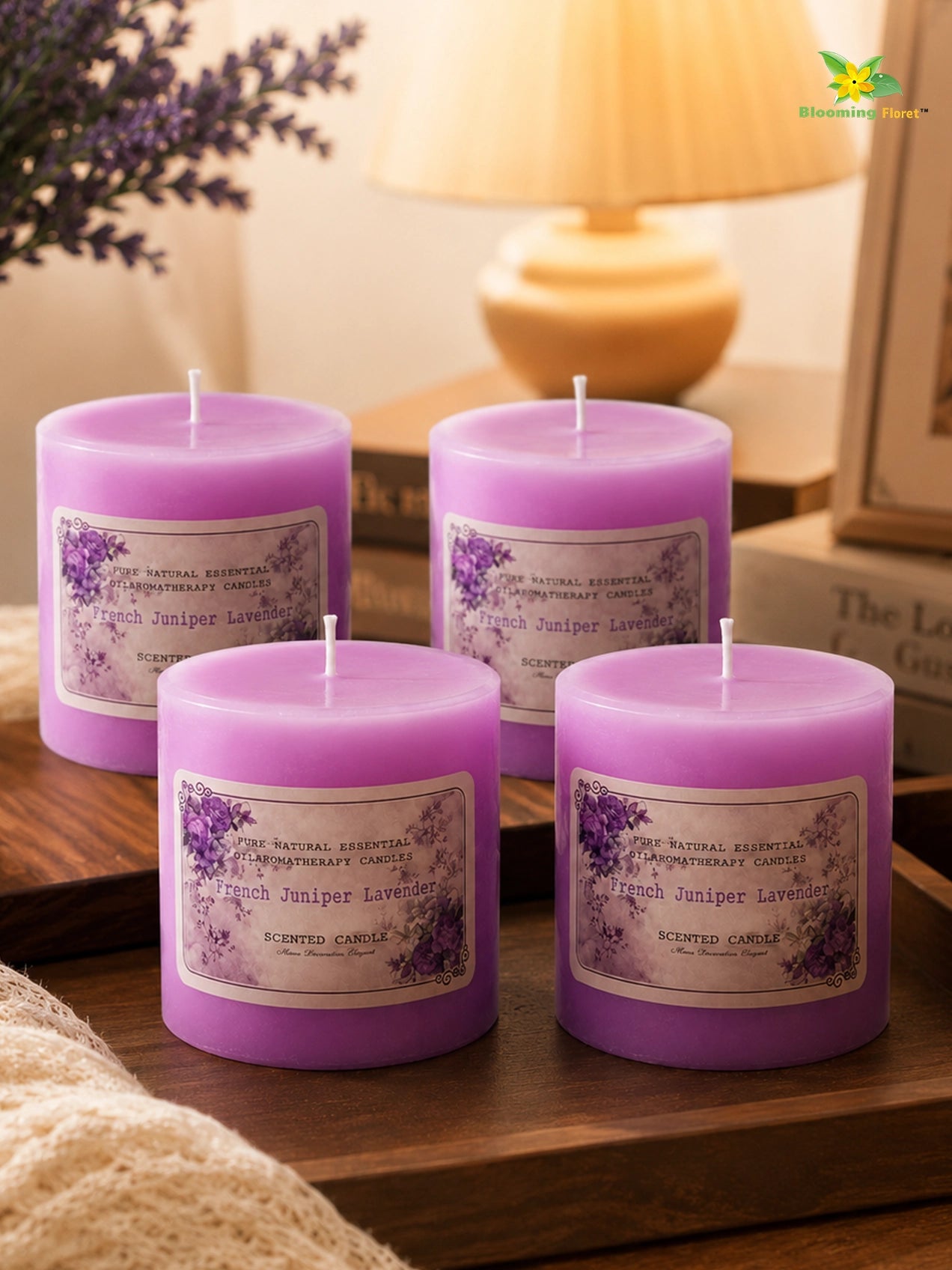French Scented Pillar Candle | 8 cm | Set of 4