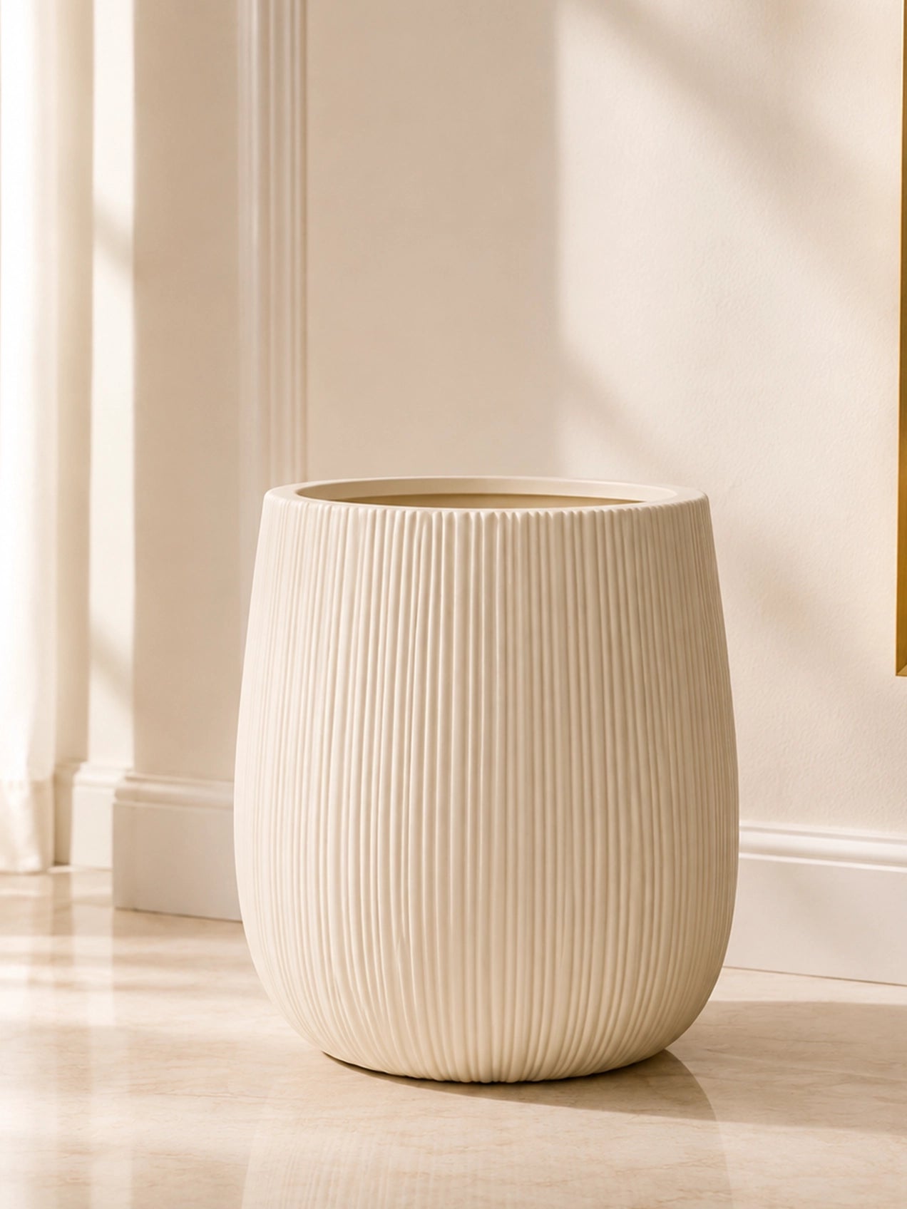 Ribbed Large Planter | Off White | 36 cm