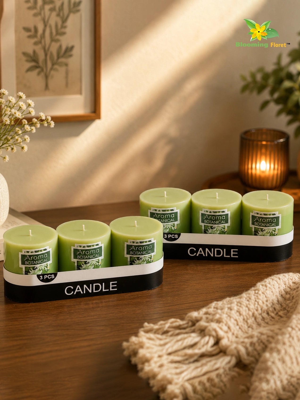 Jasmine Scented Pillar Candles | 5 cm | Set of 2, 6 Pcs