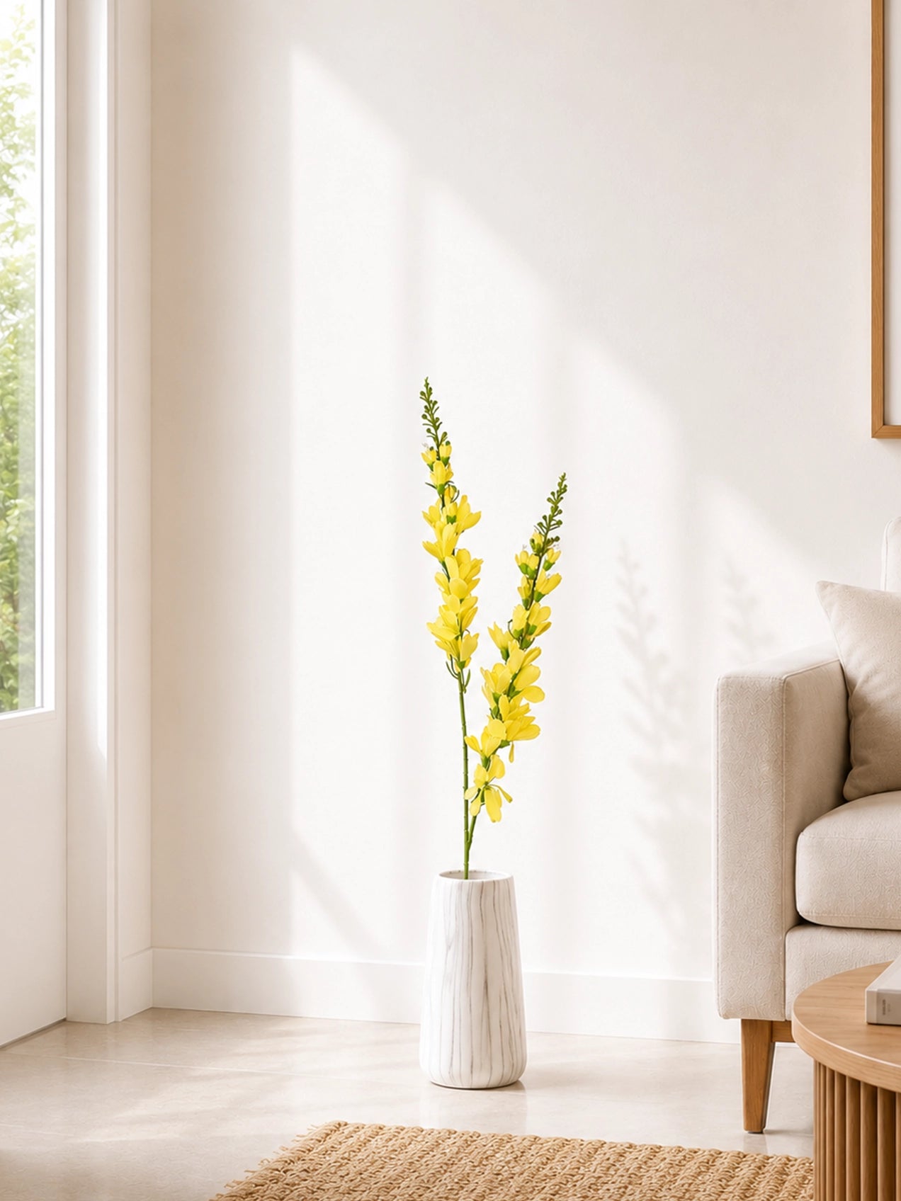 Artificial Orchid Flower Stick | Yellow | 106 cm