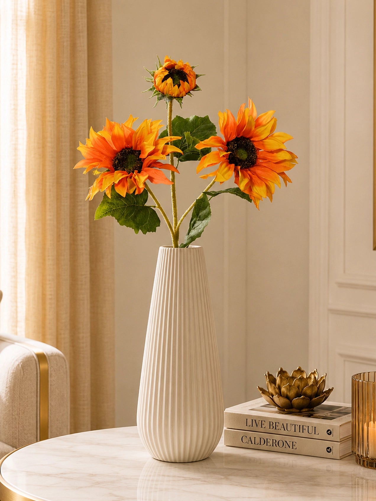 Artificial Sunflower Stick | Orange | 78 cm