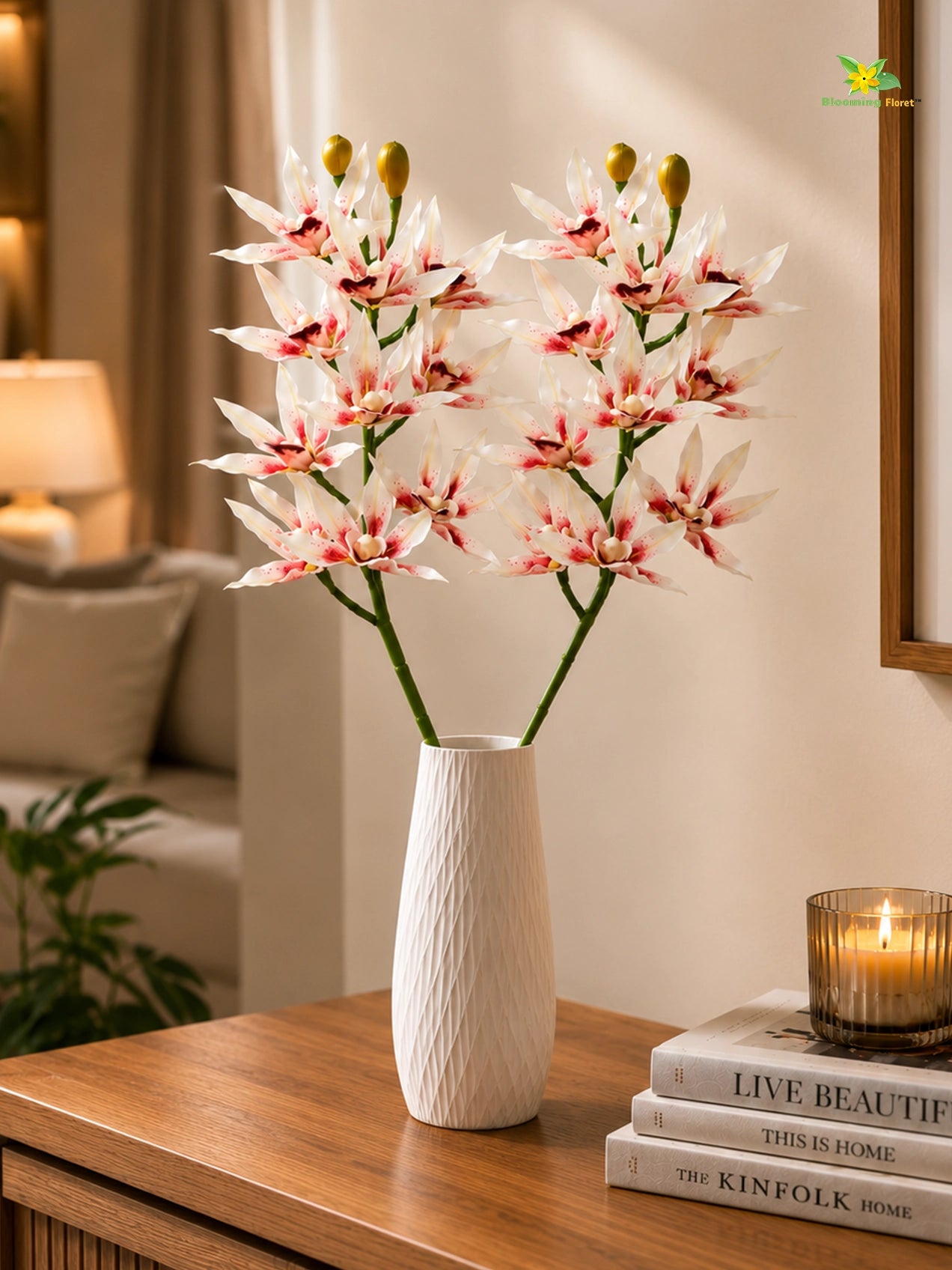 Orchid Flower Stick | White & Pink | 73 cm | Set of 2