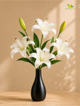 Artificial Lily Flower Stick | White | 35 cm | Set of 2
