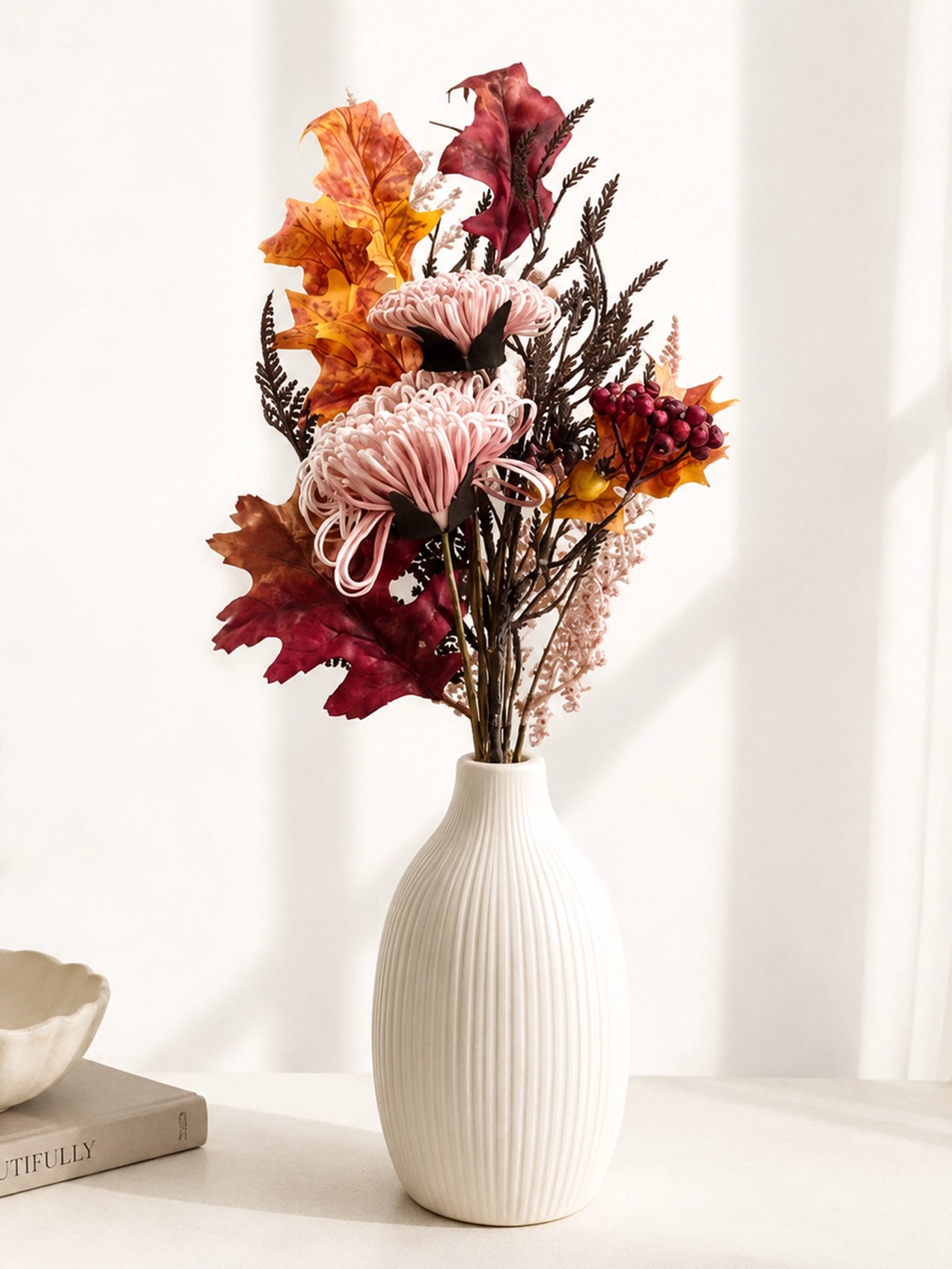 Autumn Essence Faux Dahlia Bouquet | Peach | 58 cm