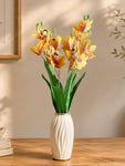 Artificial Cymbidium Orchid Flower Bunch | Orange | 57 cm