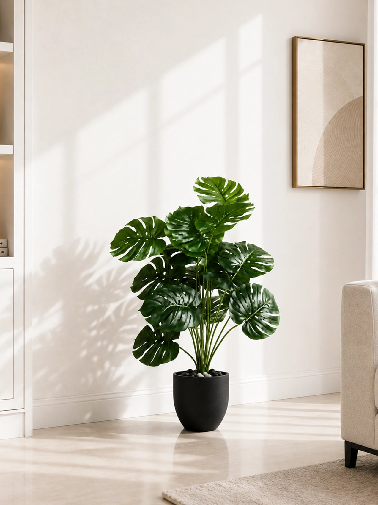 Artificial Monstera Plant | 73.5 cm | 18 Leaves | With Basic Pot